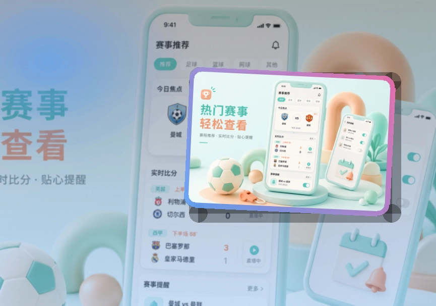 多端衔接 · App与网页版入口 · 多场赛事切换更清楚界面展示